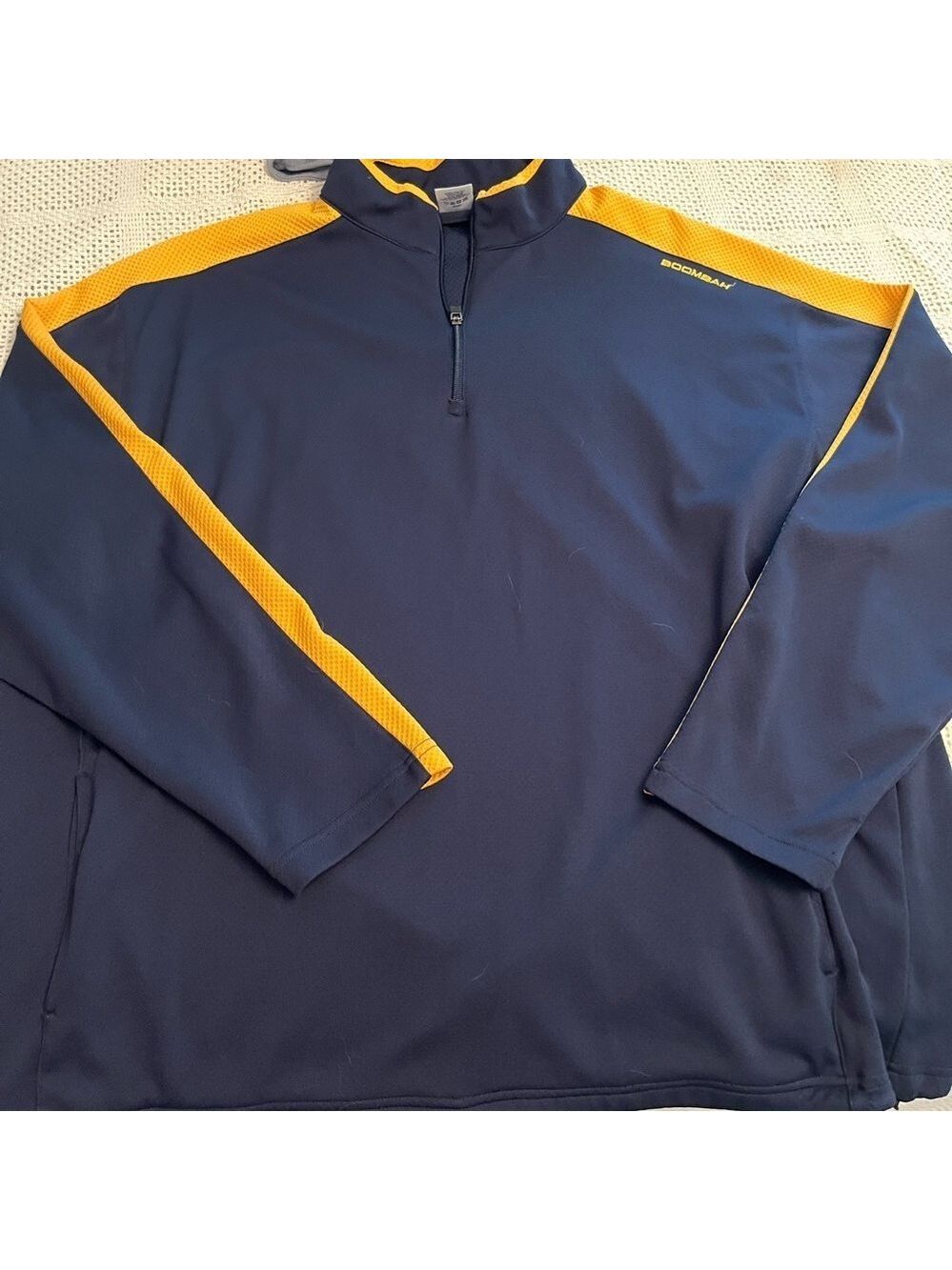 Boombah  Long Sleeve 1/4 Zip Pullover Mens Sz 2XL Pockets Blue/Yellow